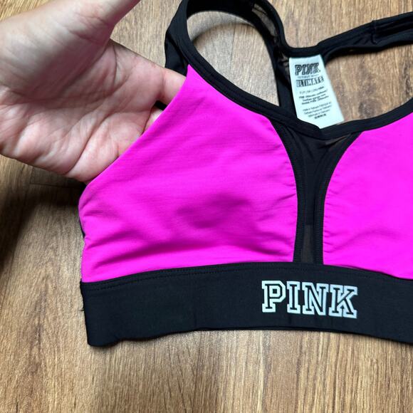 Victorias Secret PINK Black Ultimate Unlined Mesh Insert Sports Bra Size Small - Picture 3 of 6